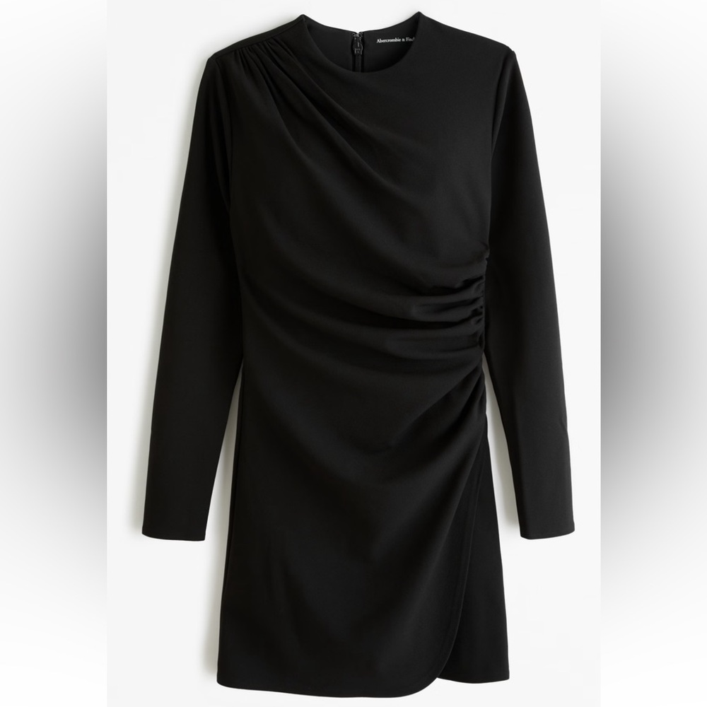 NWT Abercrombie black Long Sleeve Draped Mini Dress size Medium Tall